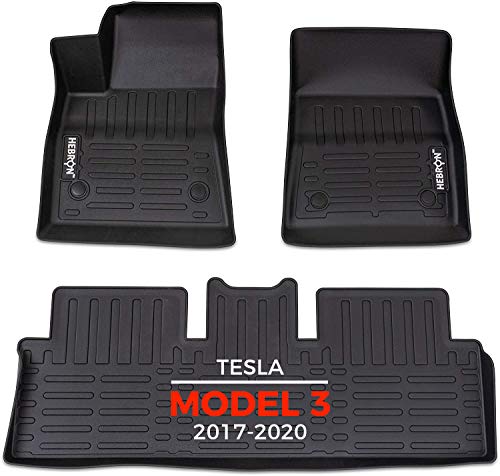 Hebron - Tesla Model 3 (2017-2020) Floor Mats, All Weather TPE Rubber Floor Liner